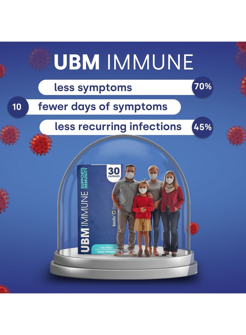 يو بى ام يو بي إم إيميون - معزز للمناعة، راحة  للقولون والمعدة، للعناية بالبشرة - براءة اختراع بيتا 1،3 جلوكان - 30 كبسولة - للبالغين - Image 2